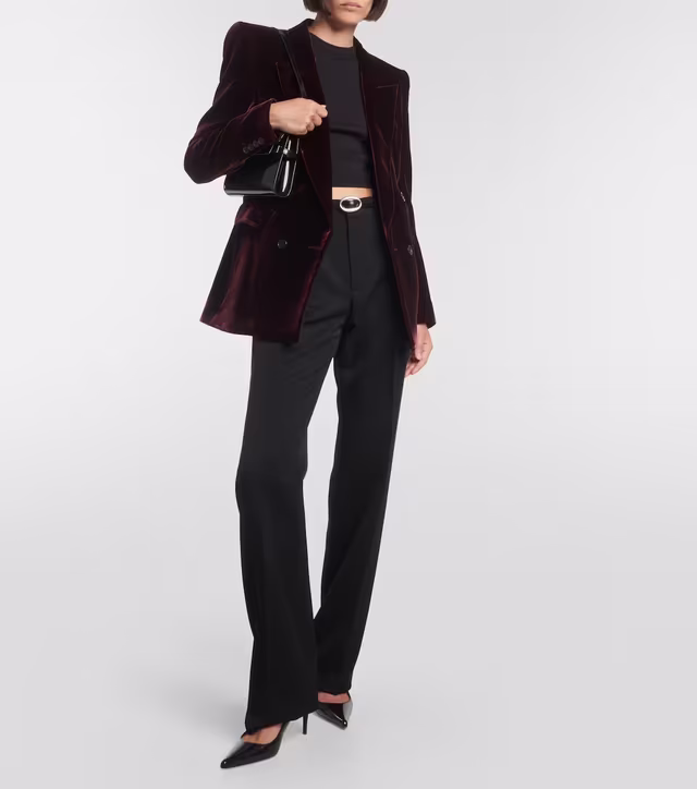 Alternative view of Double-breasted velvet blazer