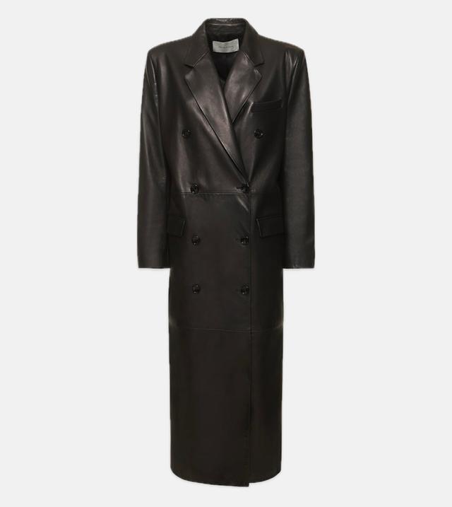 Leather double breasted coat