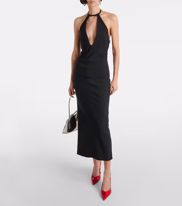 Alternative view of Halterneck jersey top