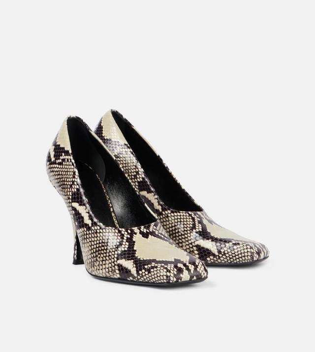 Snake-effect leather pumps