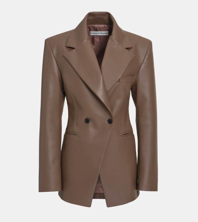 Nangy Faux-Leather Cinched Blazer