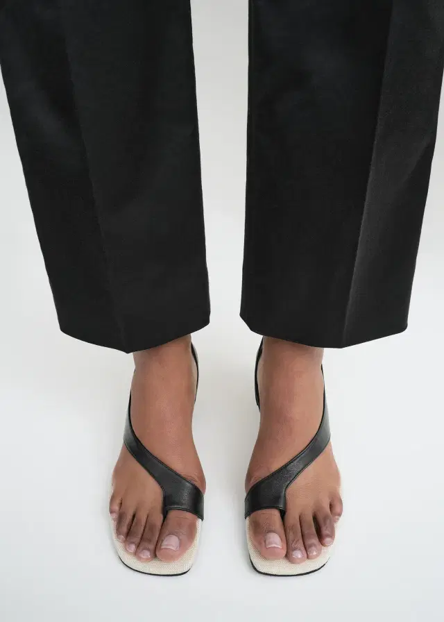 Alternative view of Leather heeled thong sandals