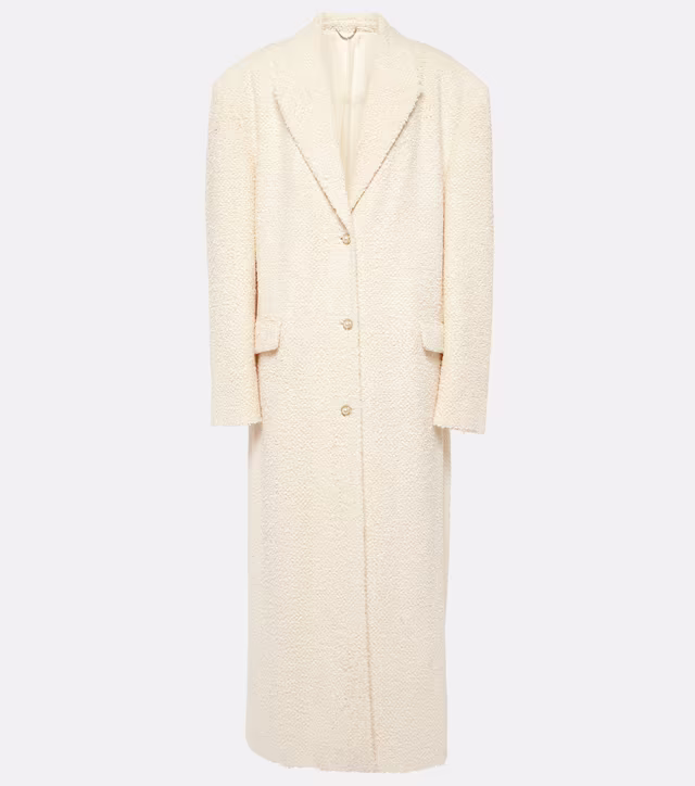 Single-breasted boucle coat