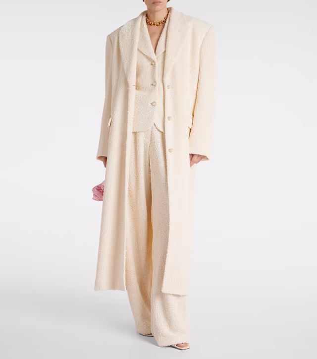 Alternative view of Single-breasted boucle coat