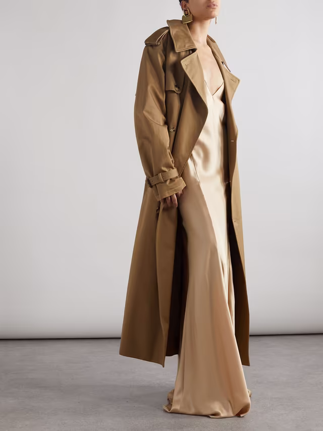 Alternative view of Open back paneled silk satin gown