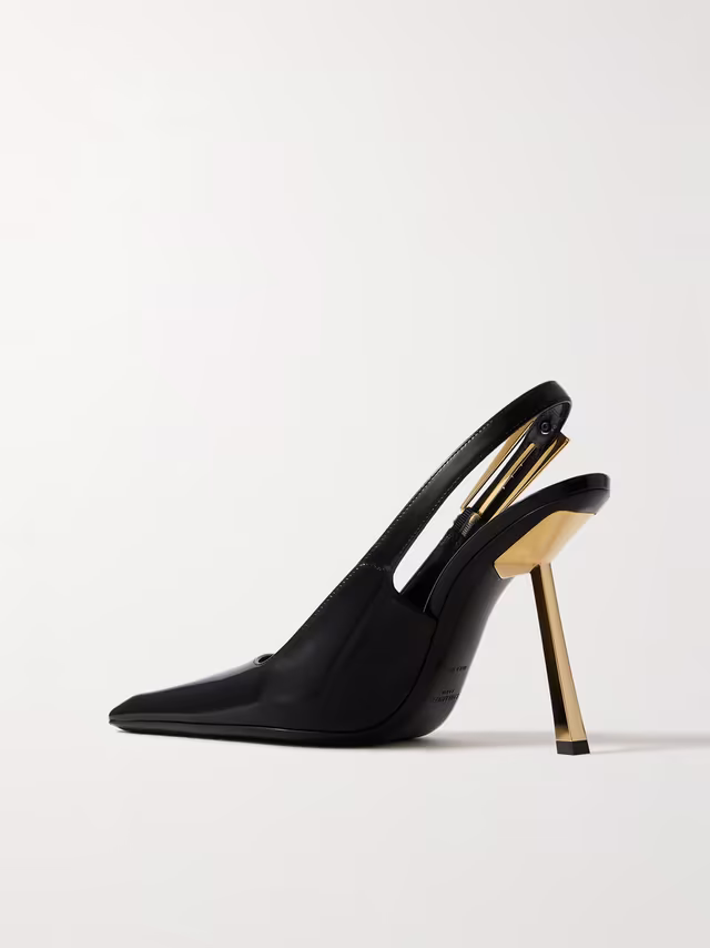 Alternative view of Lee patent leather slingback pumps